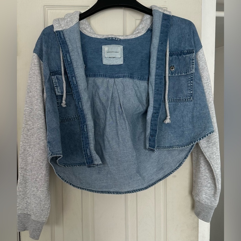 American Eagle Outfitters Denim Jacket with Gray Patch